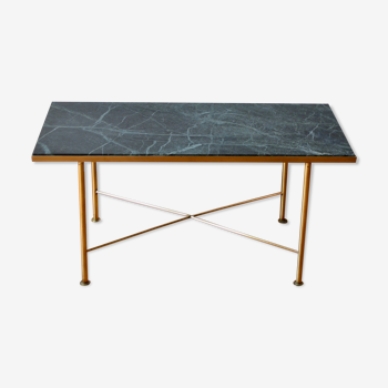 Italian green marble and brass coffee table 1950