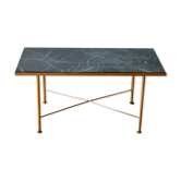 Italian green marble and brass coffee table 1950
