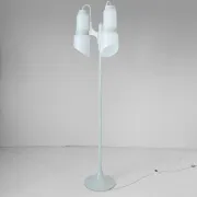 Vintage Vistosi Sytle Space Age Floor Lamp, Iron & Opaline Glass, 1970s