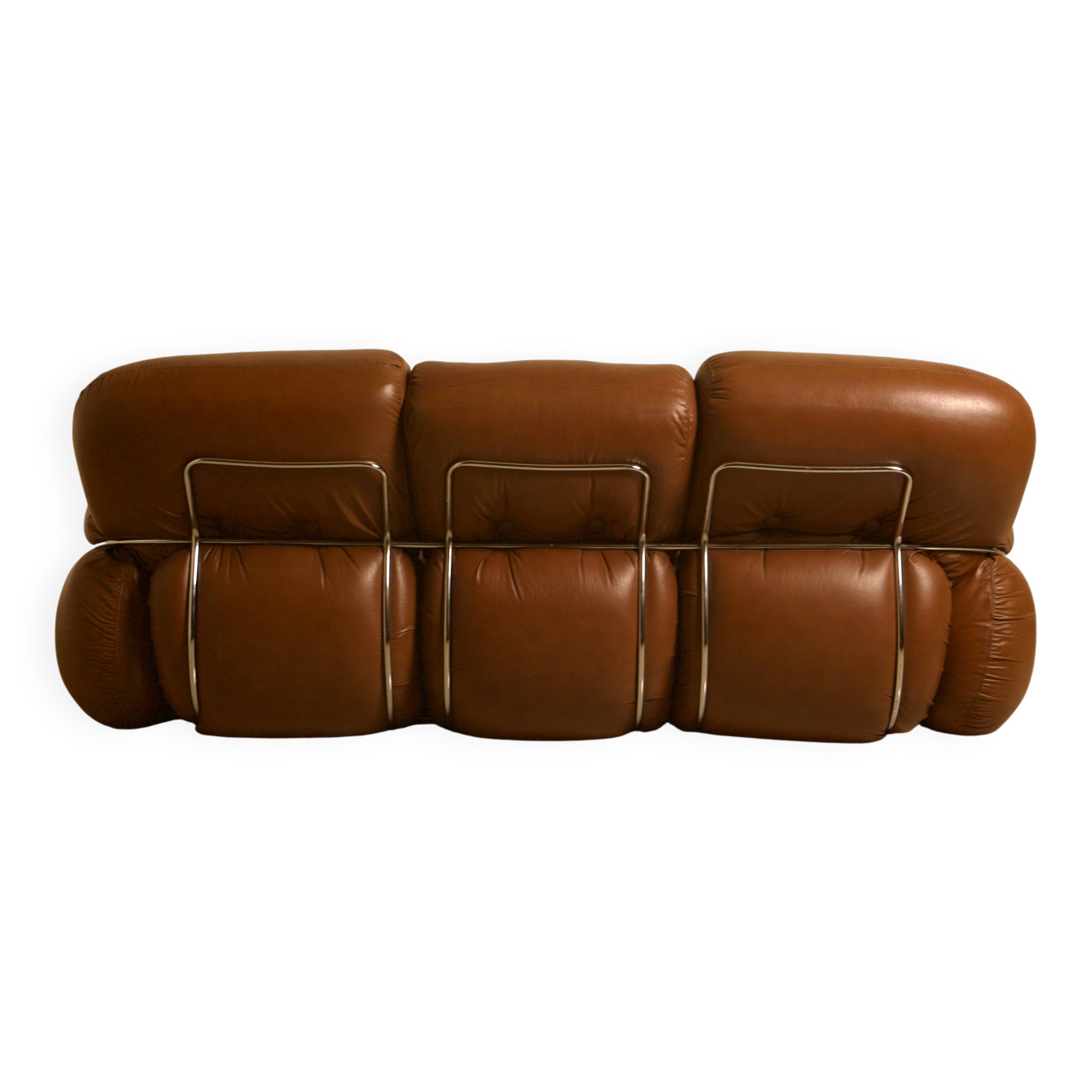 Italian brown leather "Okay" sofa by Adriano Piazzesi 70's