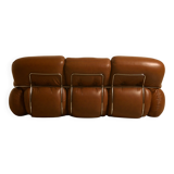 Italian brown leather "Okay" sofa by Adriano Piazzesi 70's