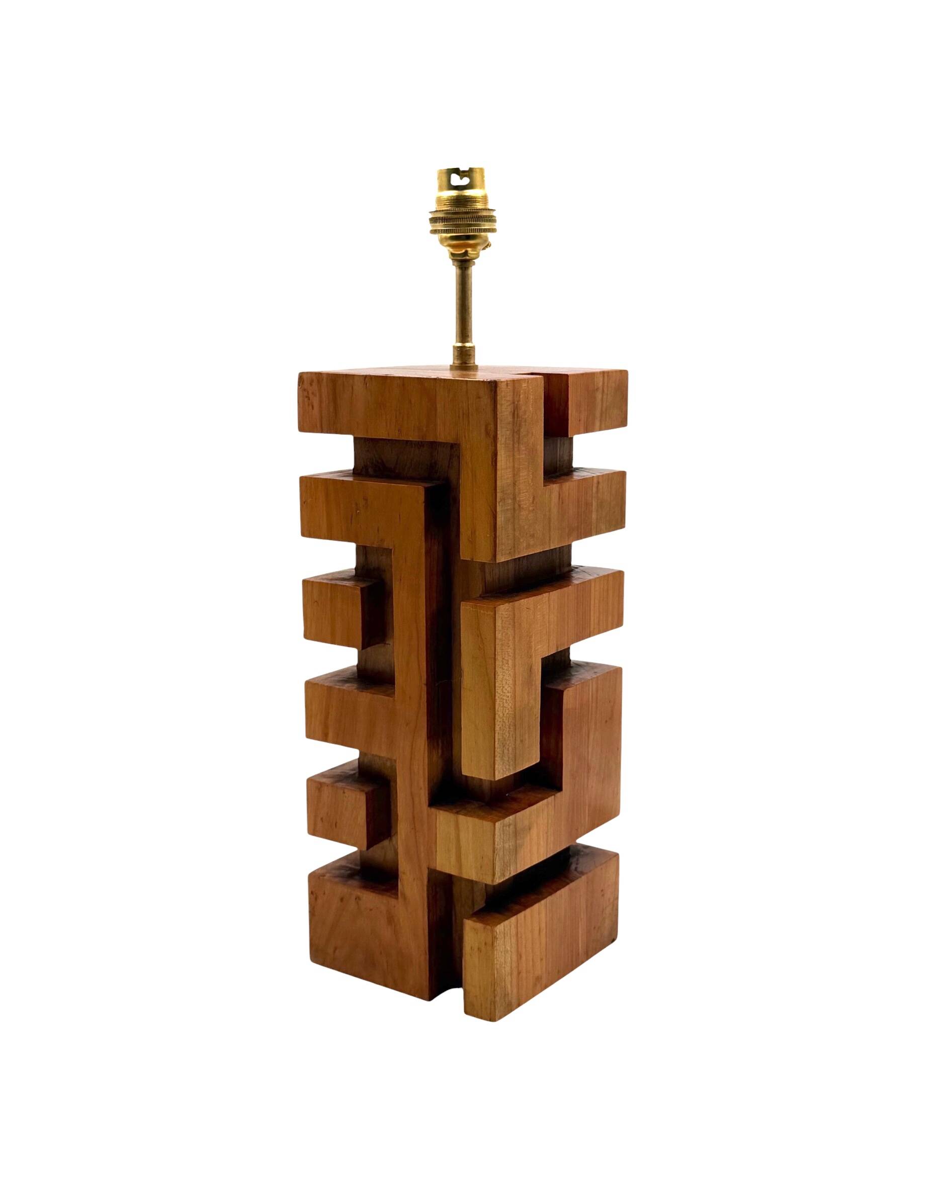 Hollywood regency wood table lamp, France 1970s
