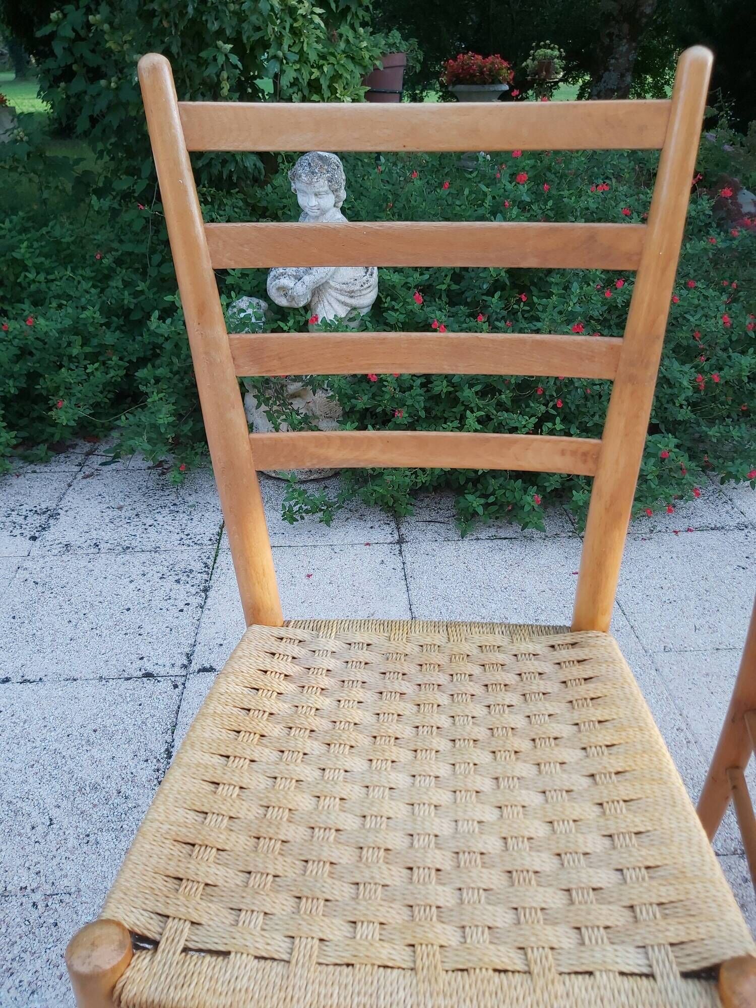 Pairs of chairs rope and wood 50s Italy