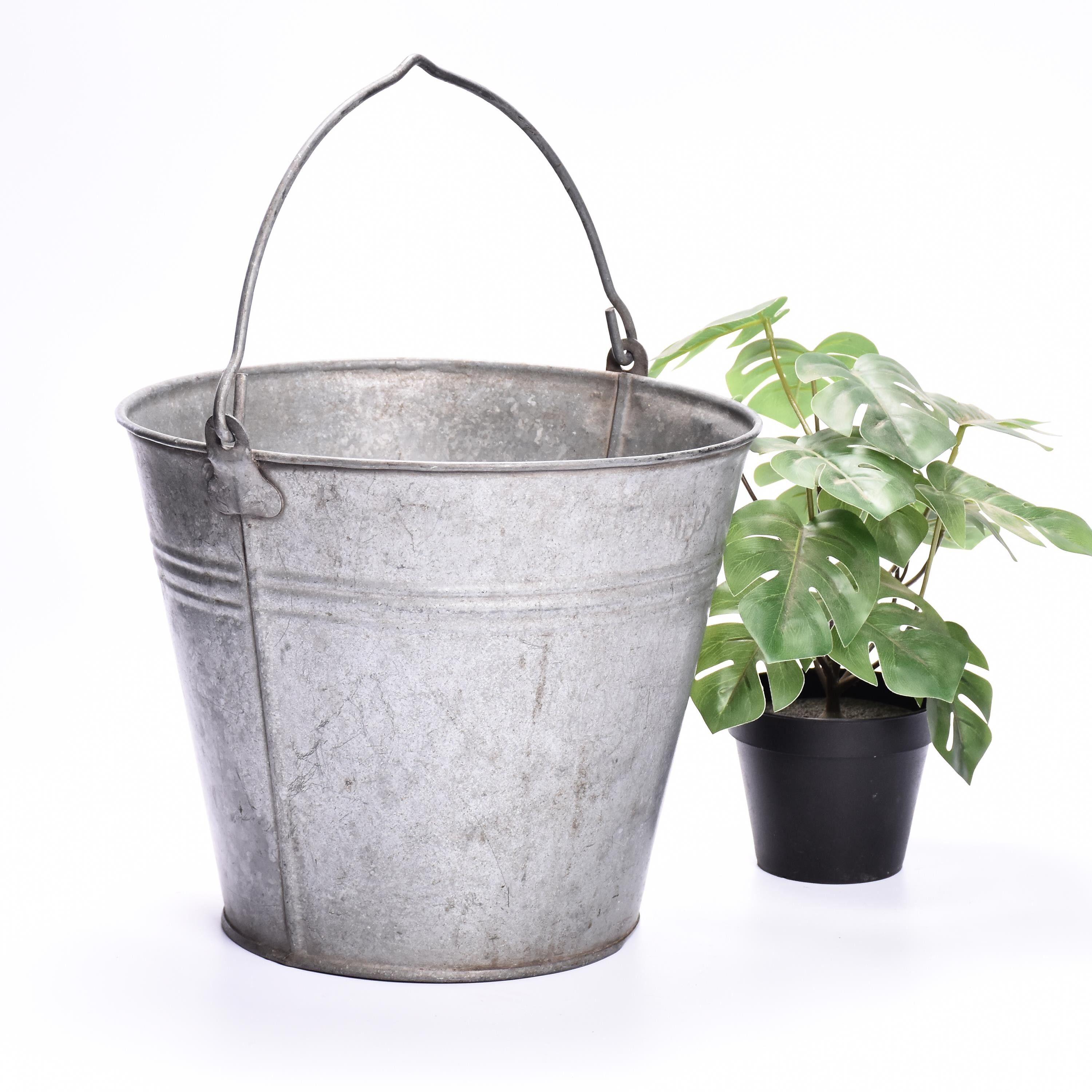 Vintage zinc bucket  flower pot