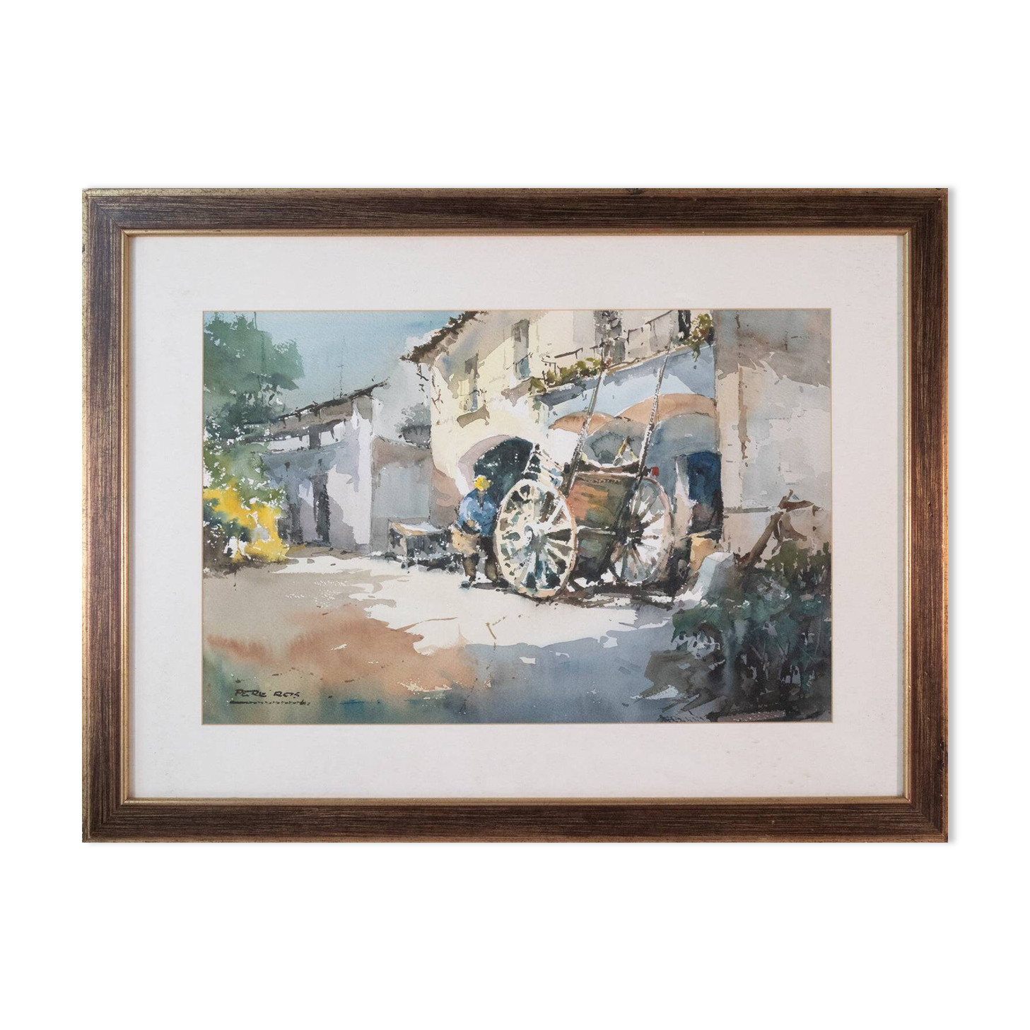 Pere ROS - Impressionist Watercolor Sketch - A Man and His Cart