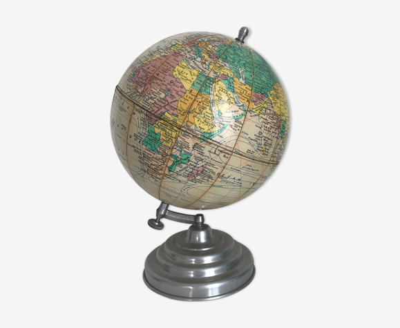 Globe vintage 1950 terrestre Girard Barrère crème - 28 cm