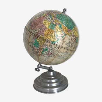 Vintage Globe 1950 Earth Girard Barrère Cream - 28 cm