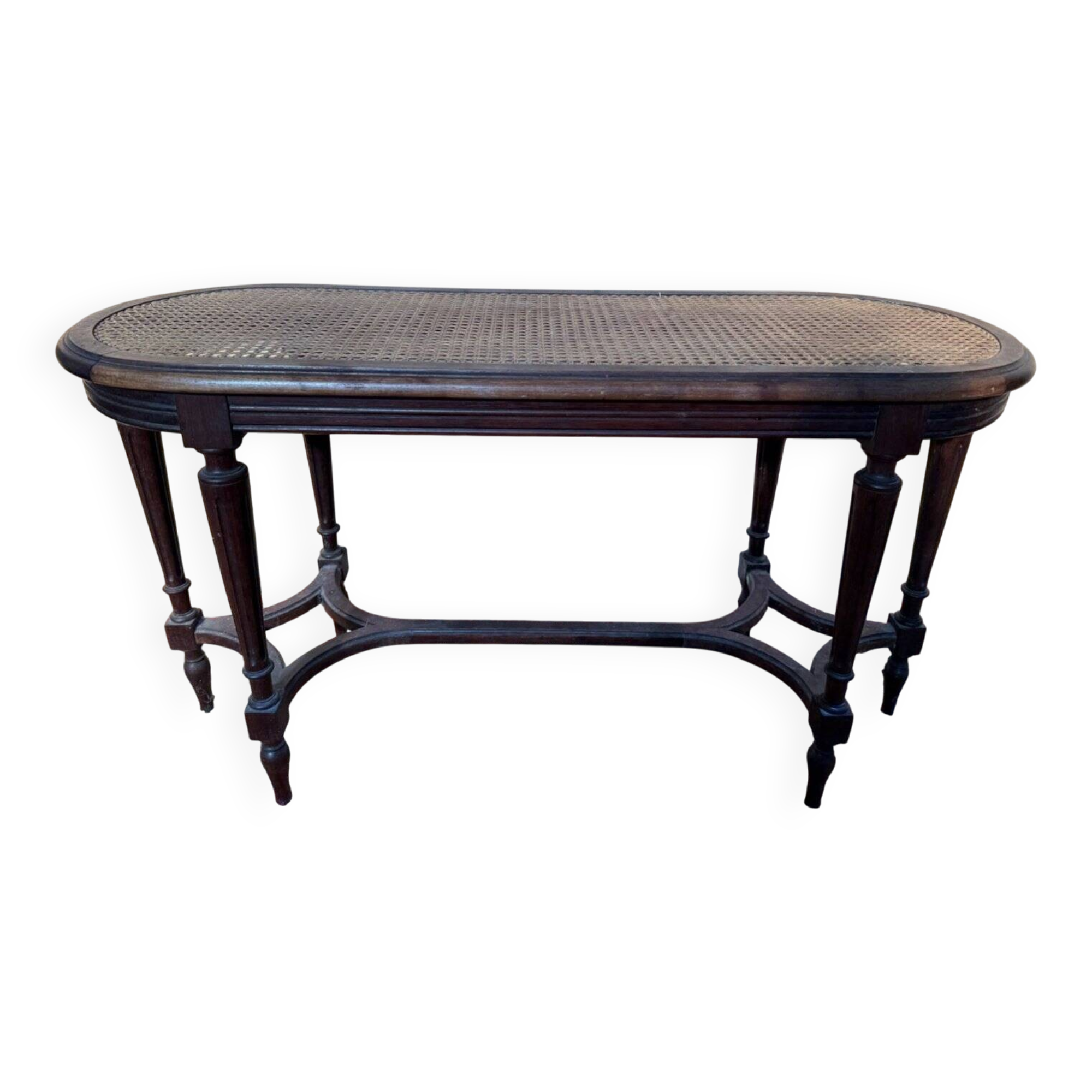 Piano bench – Louis XVI style – Six tapered legs – Caning