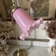 Large vintage lamp in brass with a pink opaline shade.