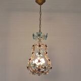 Suspension decorated with 42 blue and clear crystal flowers, Maison Baguès style, 1930s.