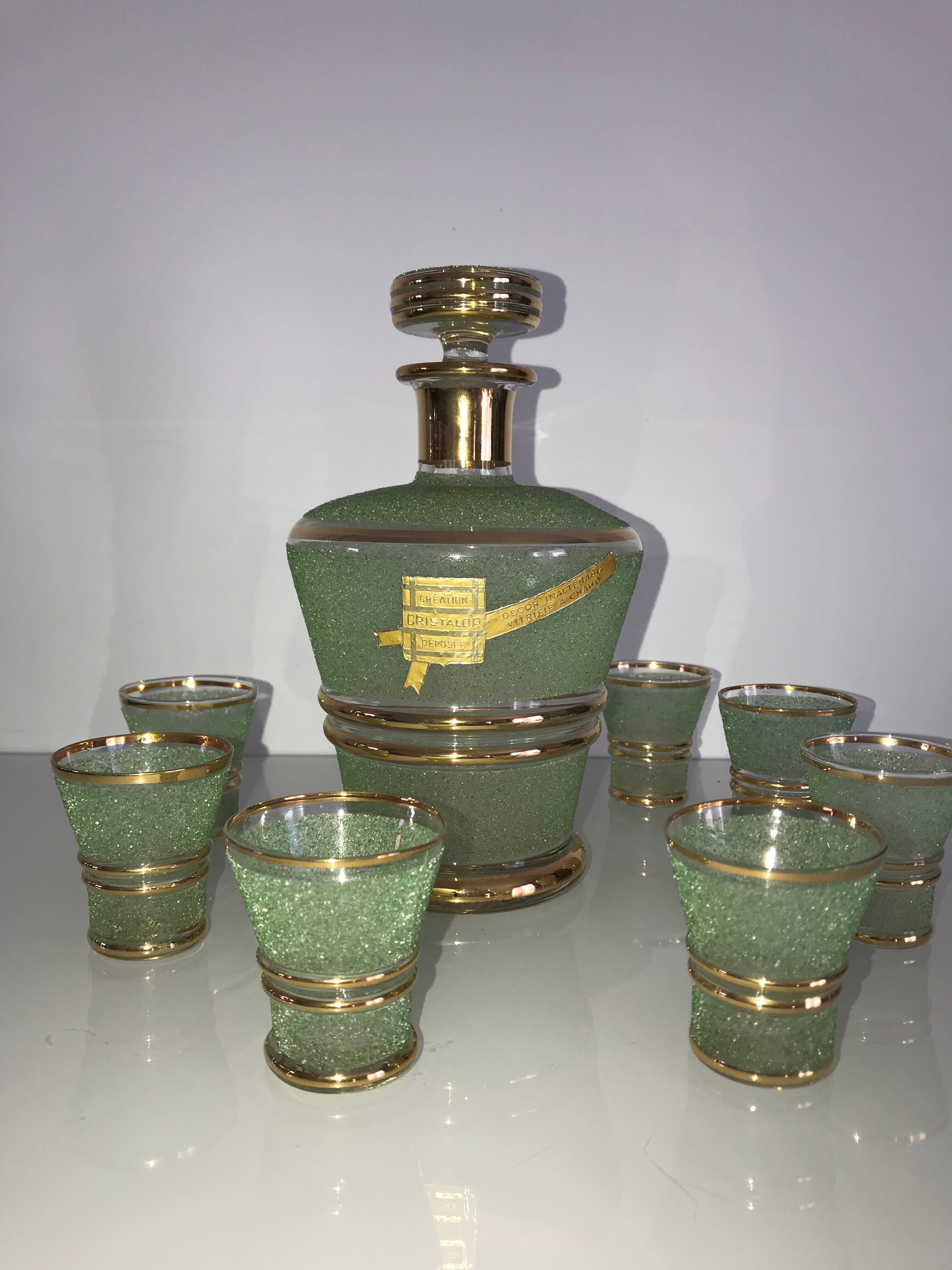Service à liqueur Cristalor carafe et 7 verres