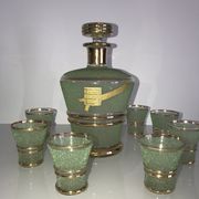 Cristalor liqueur set: decanter and 7 glasses