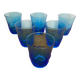 Set of 6 blue molded glass juice glasses with vintage leaf design