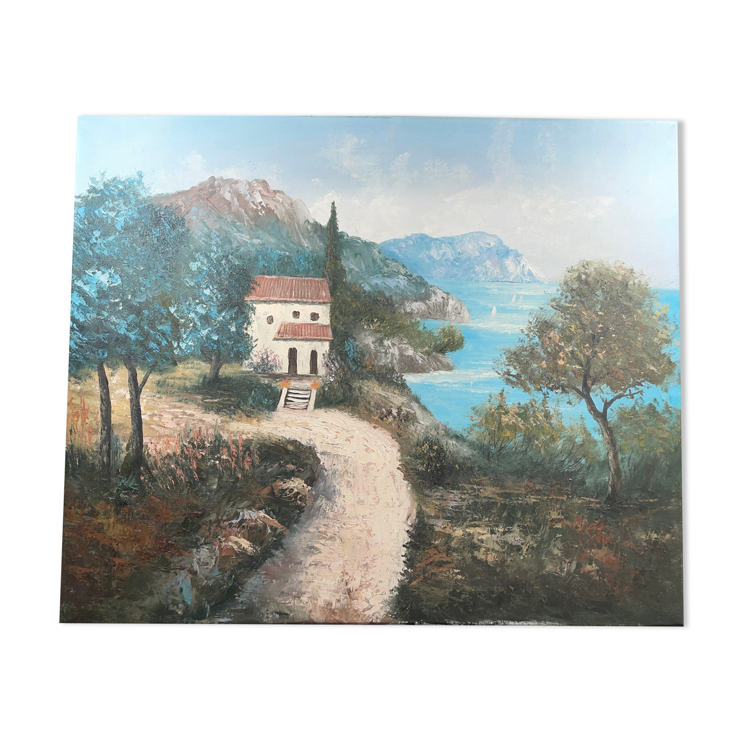 Painting without frame Oil on canvas Landscape of the Esterel
