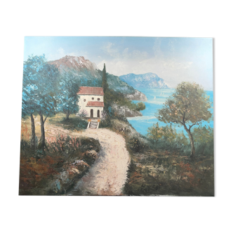 Painting without frame Oil on canvas Landscape of the Esterel