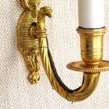 Simple wall sconce in classic Empire style made of vintage French cast brass 4316.