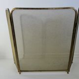 Fire screen, fireplace spark guard, minimalist, solid brass, 1970
