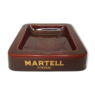 Empty ashtray pocket in glazed ceramic burgundy martell cognac