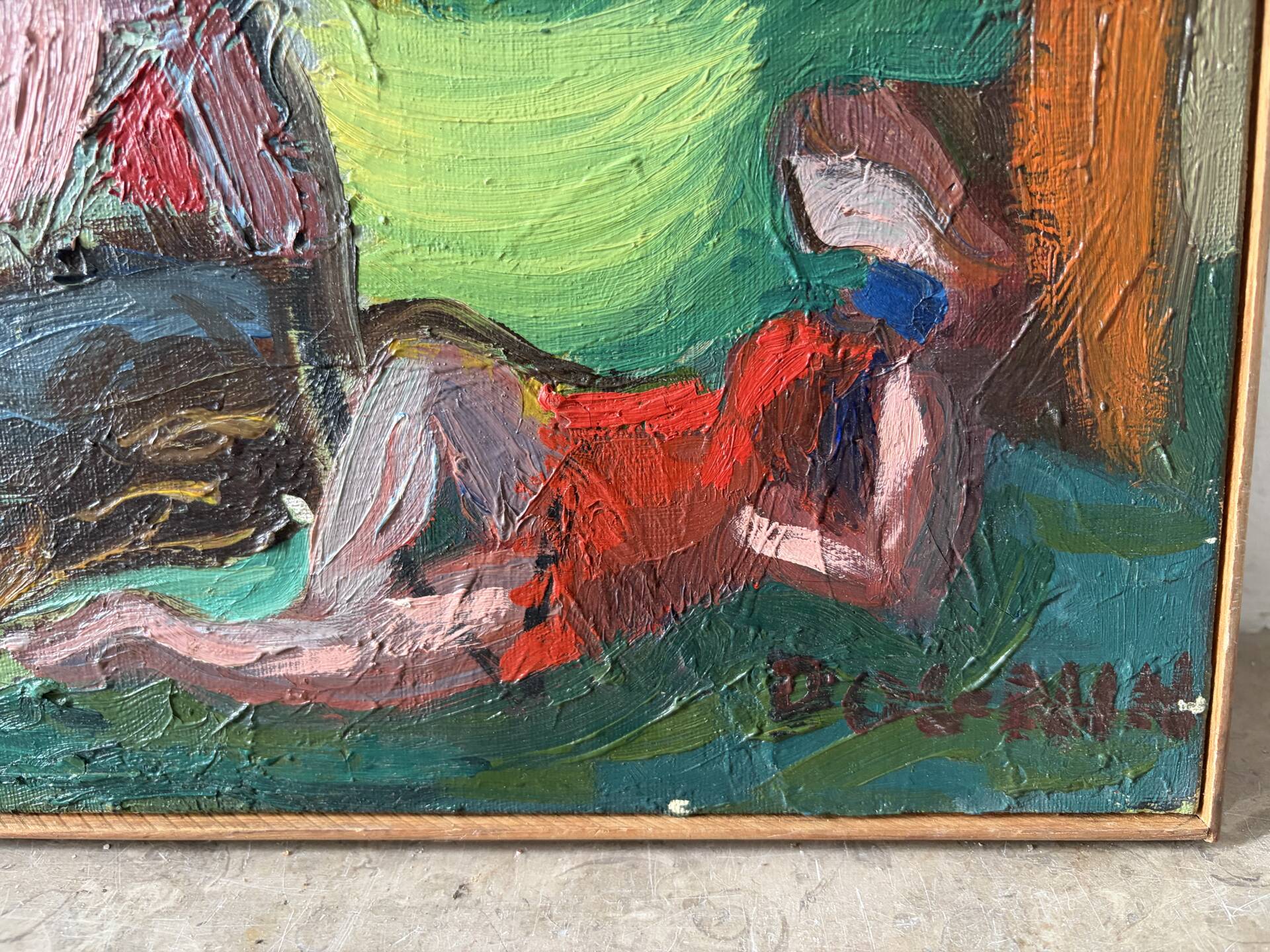 Abstract, oil on canvas signed Dognin