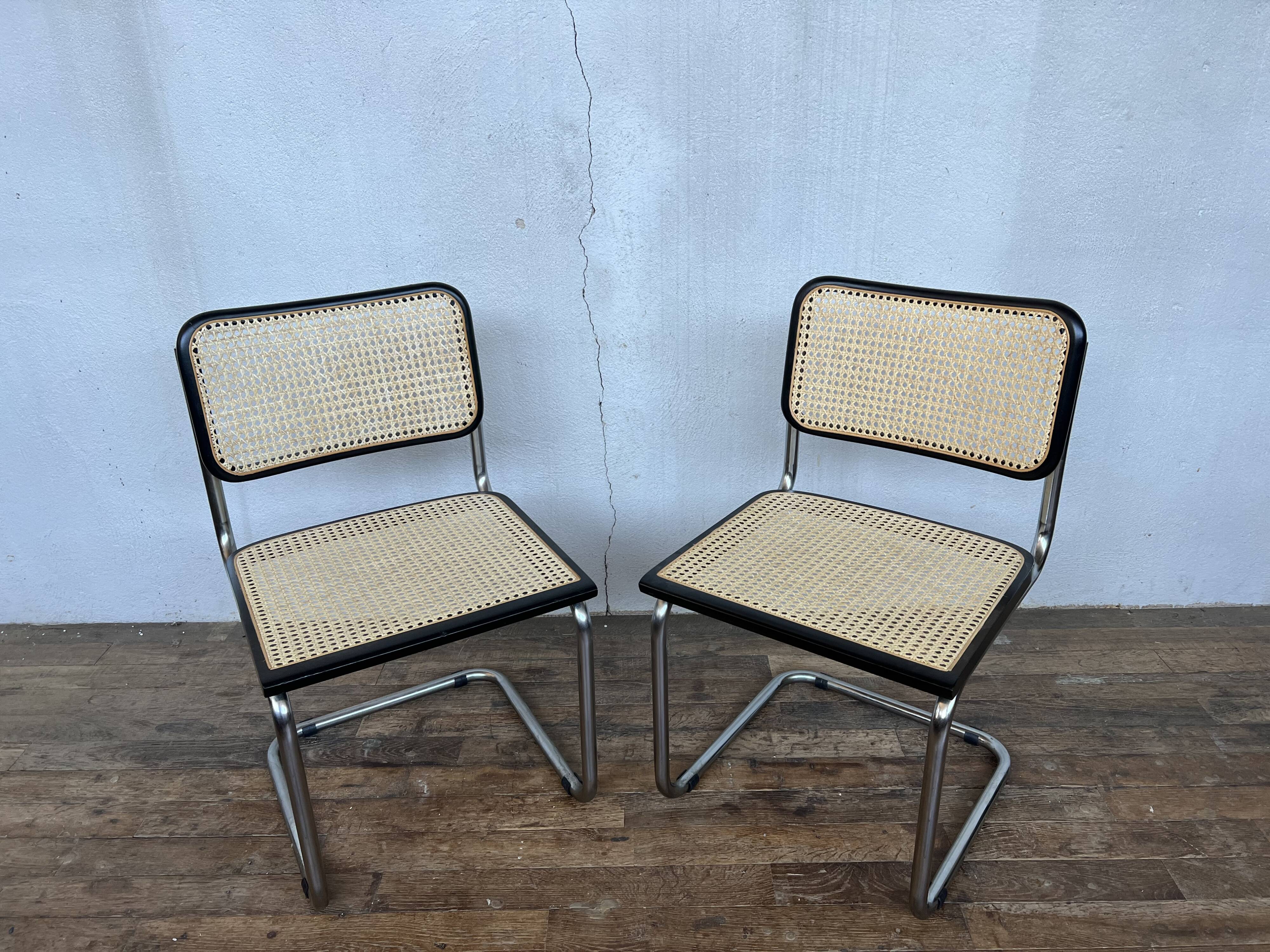 Pair of chairs B32 Marcel Breuer Bauhaus design made in Italy