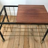 Desserte range-vinyle en formica et laiton années 70