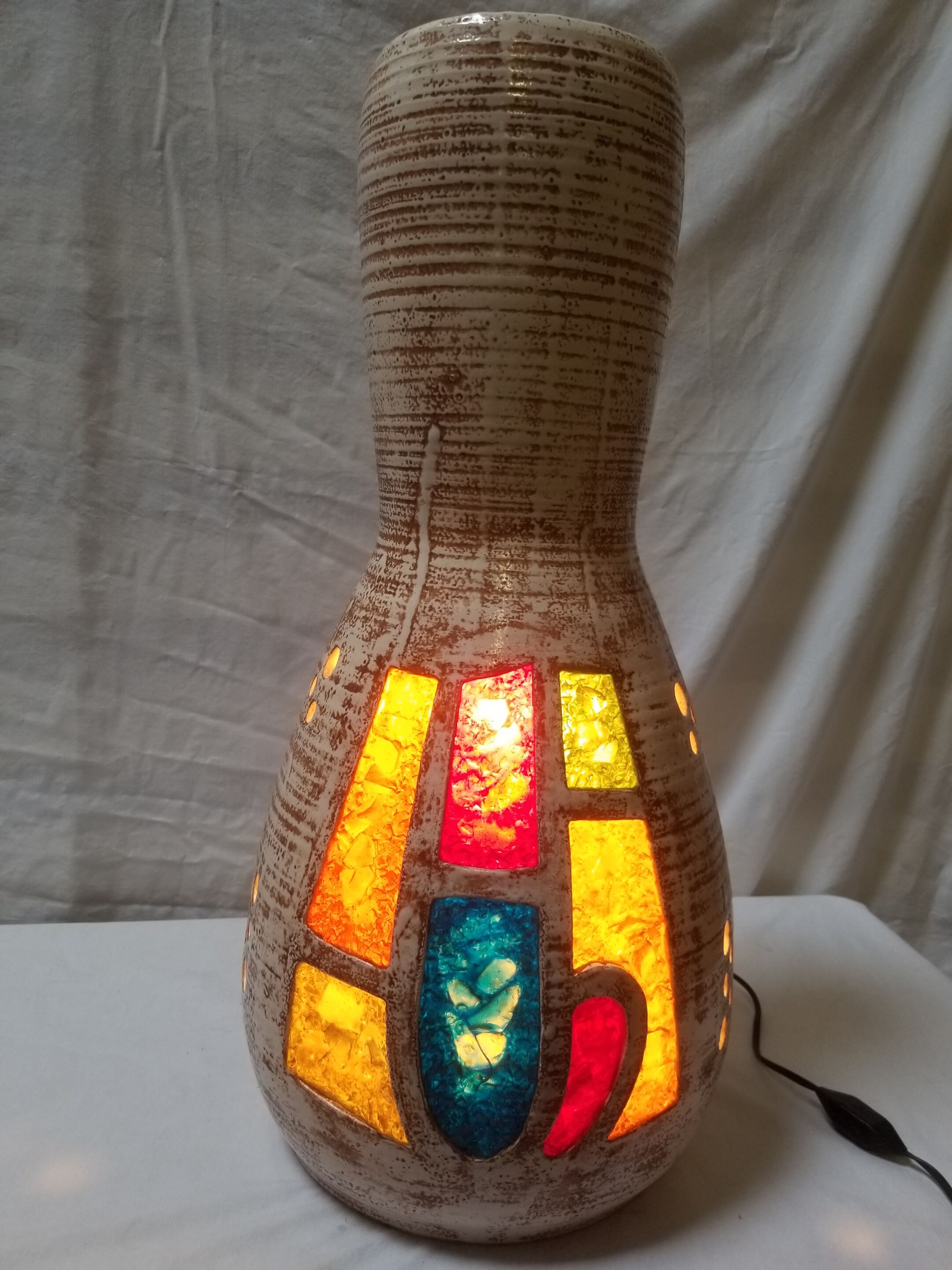 Vintage vase lamp in Accolay ceramic signed Armel - 60s/70s