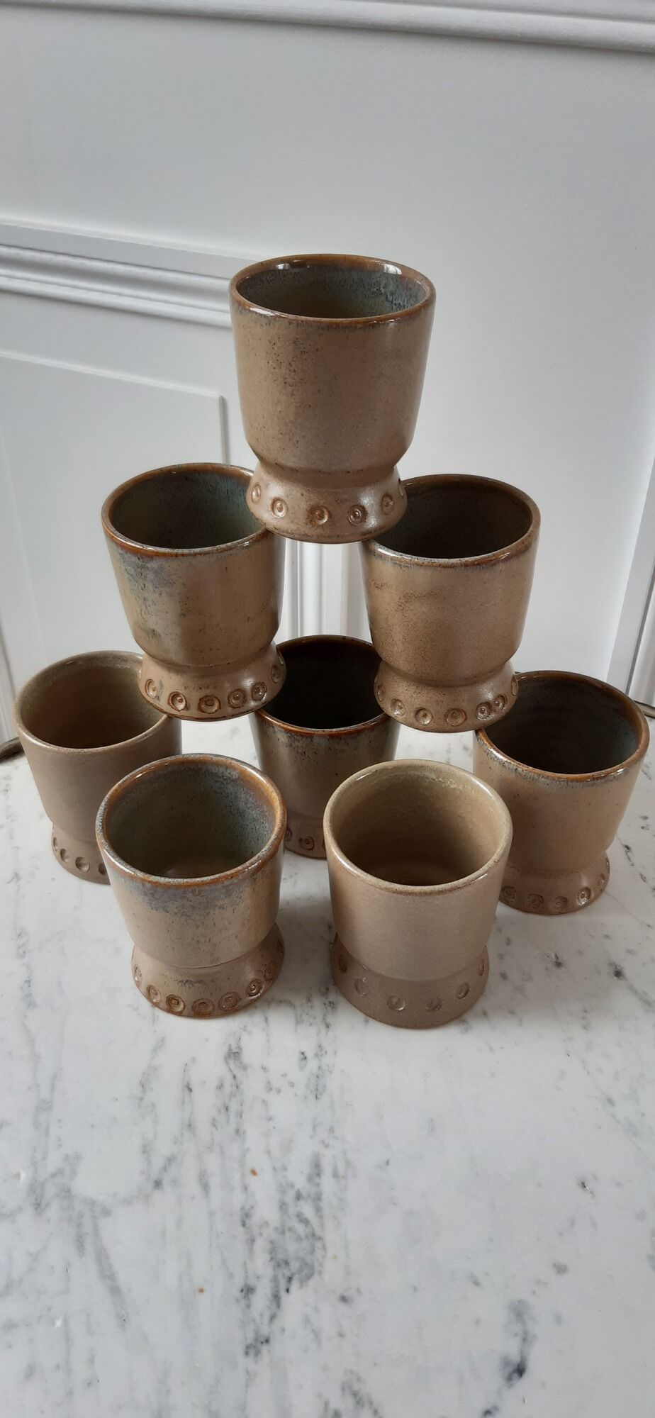 Set of 8 glasses / cups in stoneware Arts Ceram Grand Feu 60s