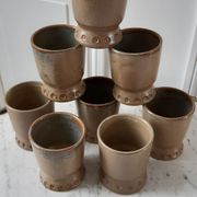 Set of 8 glasses / cups in stoneware Arts Ceram Grand Feu 60s
