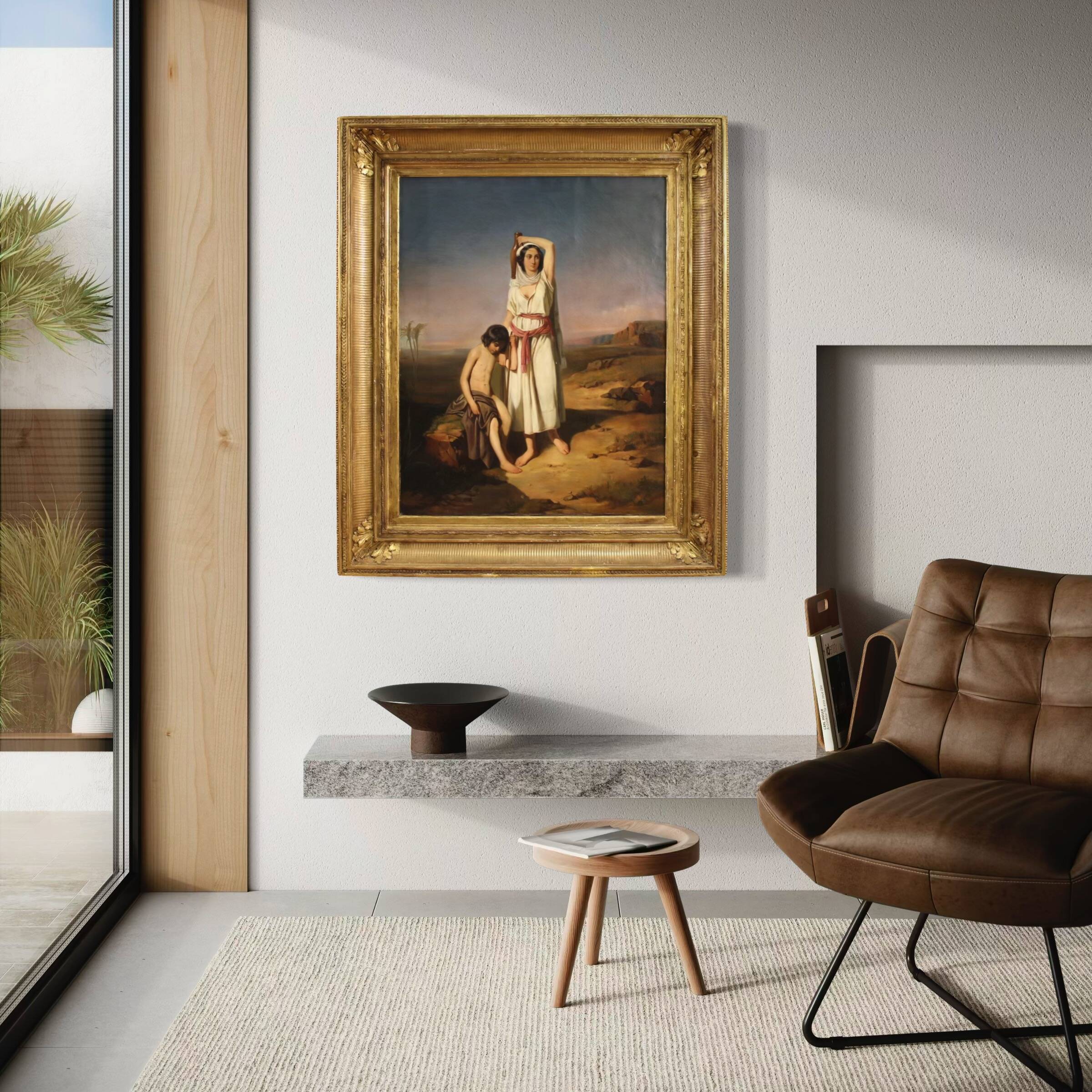 Great 19th century French painting, Hagar and Ishmael