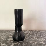 Black clay candle holder