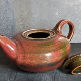 Théière de potier en grès émaillé vintage