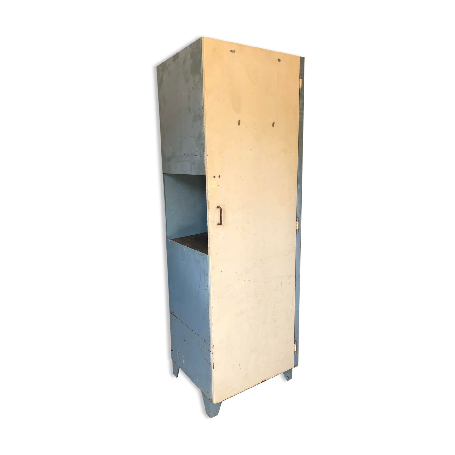 Old metal cabinet 4 shelves and hospital cloakroom