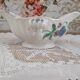 Saucière Salins France in speckled earthenware light blue foral decoration
