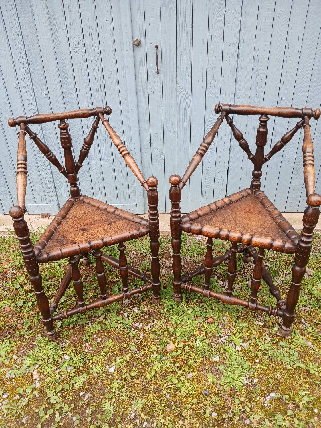 2 antique Scandinavian corner chairs/armchairs