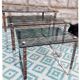 3 nesting coffee tables, smoked glass, chrome base
