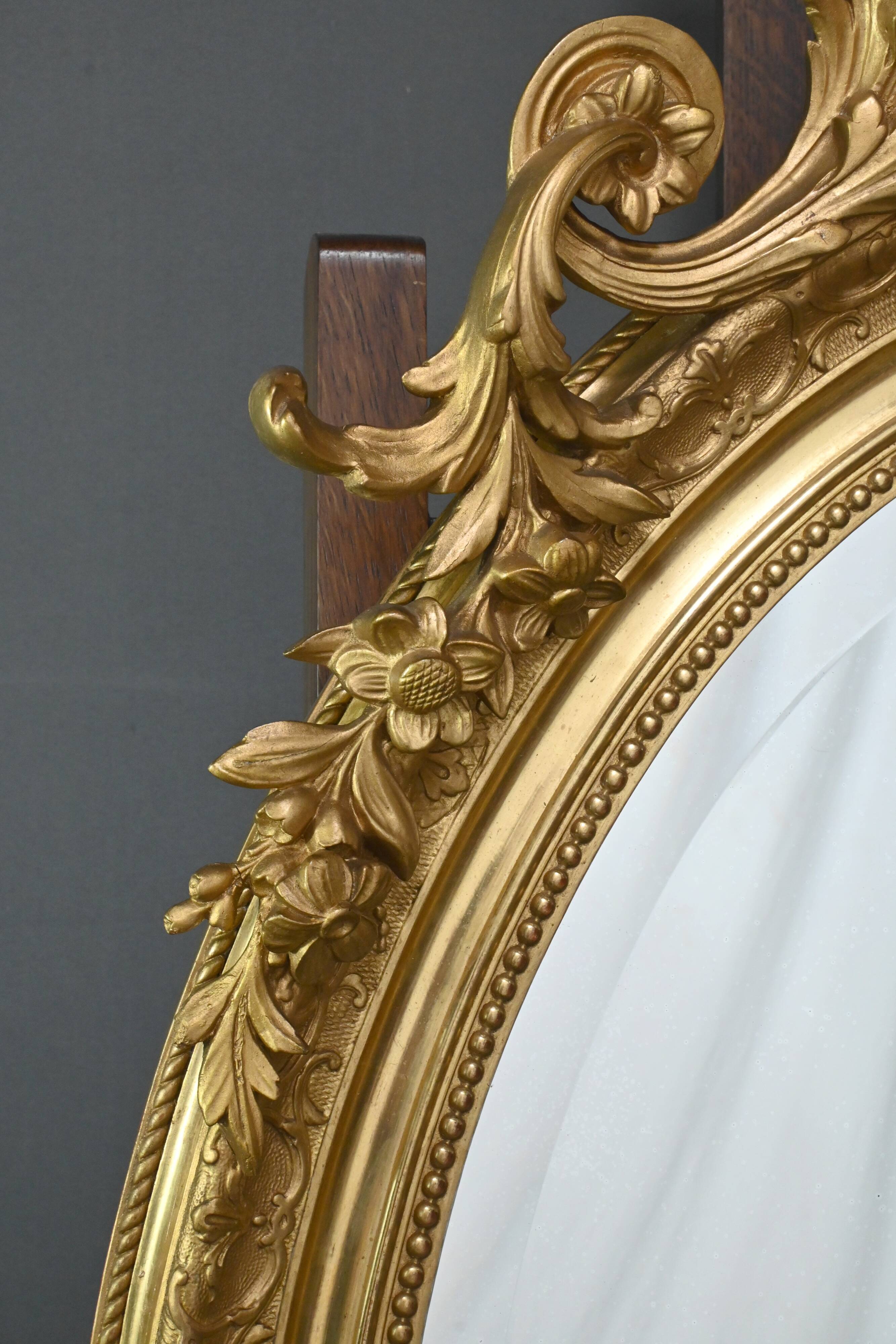 Large Gilded Wood Mirror, Louis XV Style – Part 2 of the 19th Century