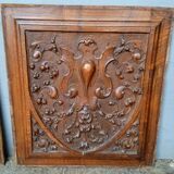 2 carved walnut woodwork panels early 20th century
