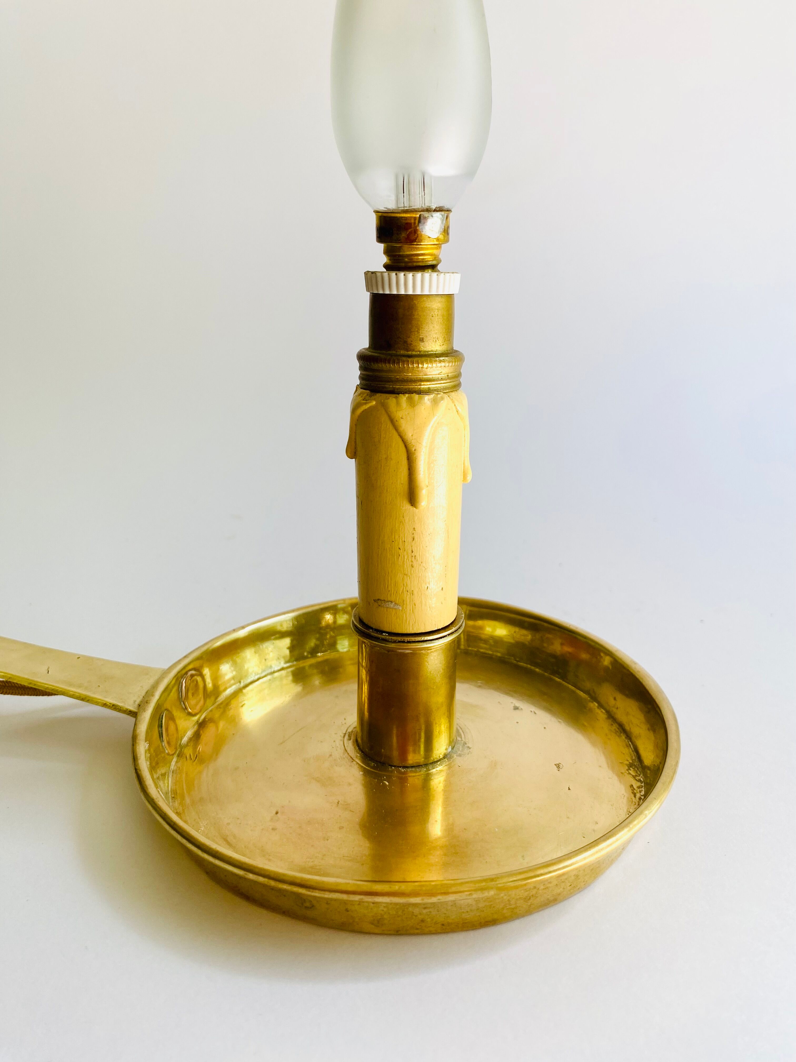 Candlestick lamp, fabric cable, flame bulb