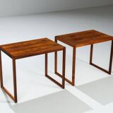Sled legged pair of rosewood side tables mid-century Denmark 1960