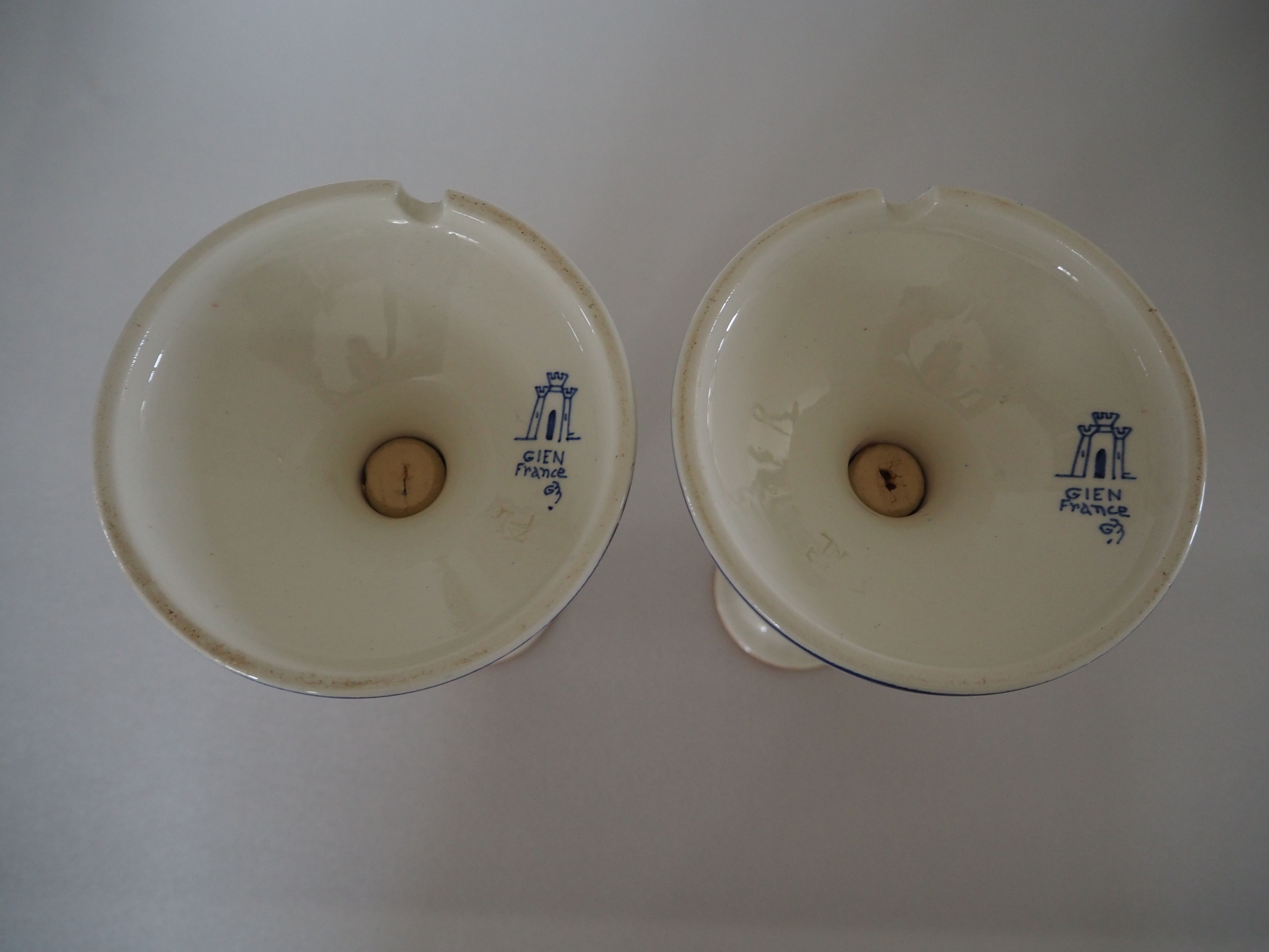 Pair of Gien earthenware chandeliers