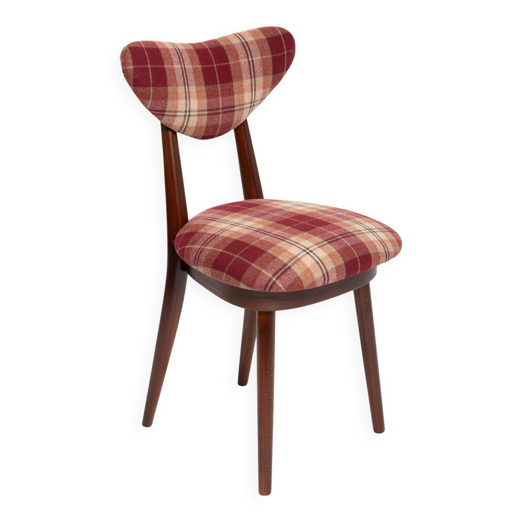 Classic Scottish chair in red burgundy tartan pattern, mid-century, Europe, 1960s.
