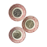 Set of 3 talking plates Jeanne d'Arc, Opaque porcelain of Gien