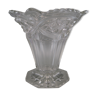 Faceted glass cup vase in the shape of a cornet on a pedestal