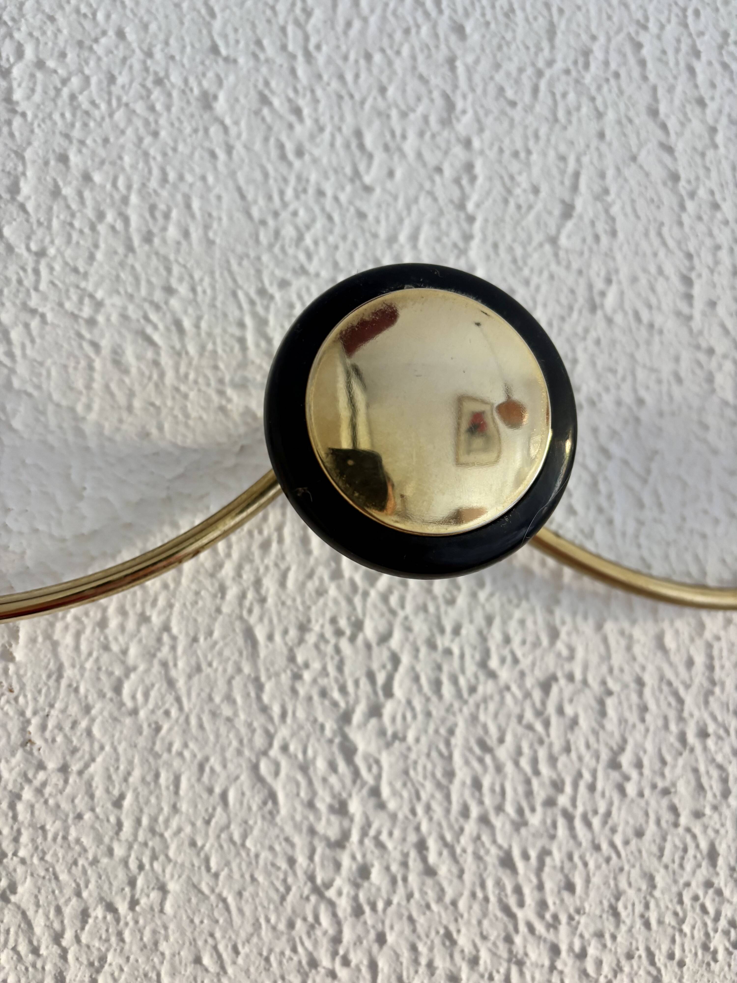 Vintage 1960 gold-plated coat rack with 3 hooks - 45 x 7 cm