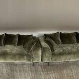 2 Kaufman 3-seater sofas in green velvet by NV Gallery