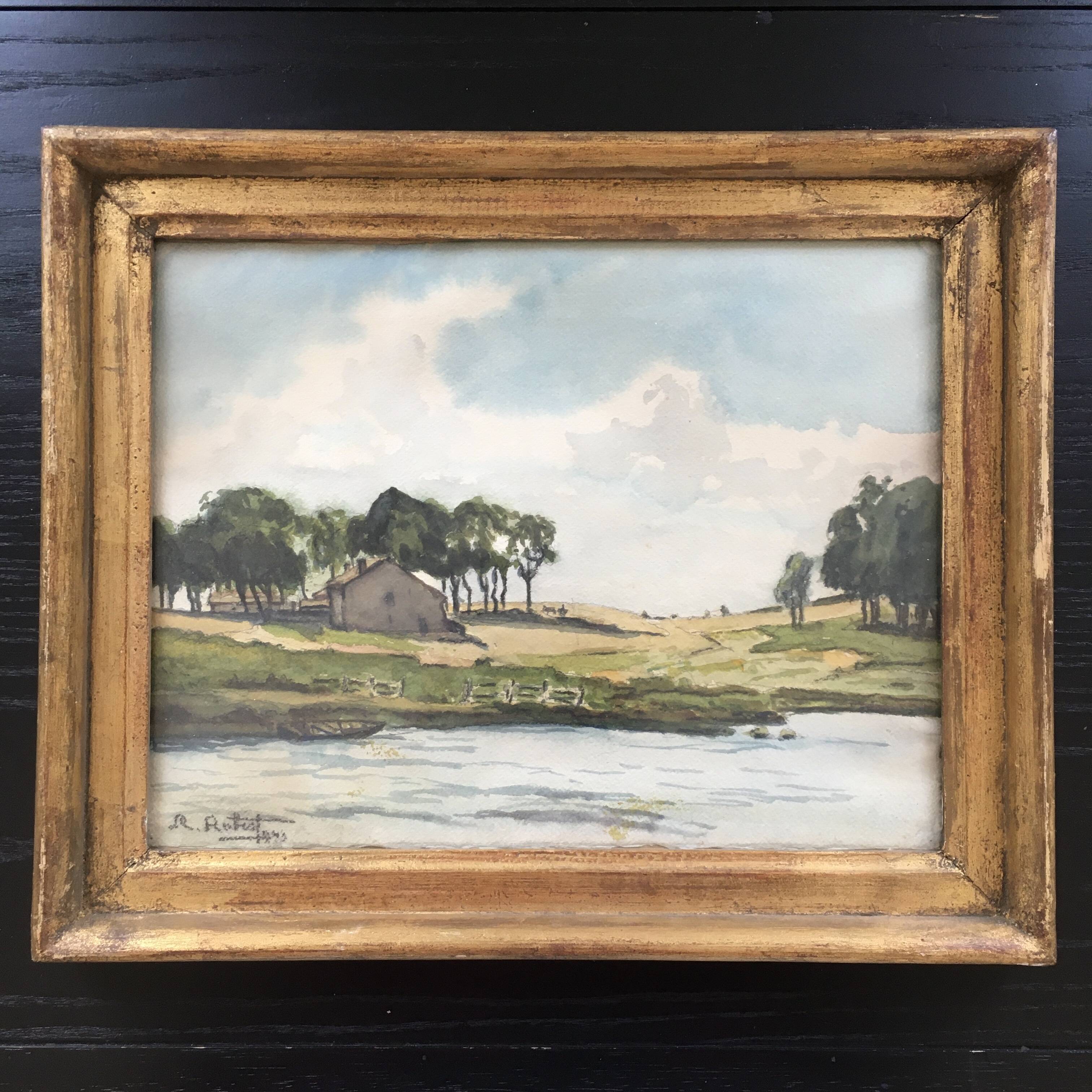 Watercolor signed M.Aubert 1943