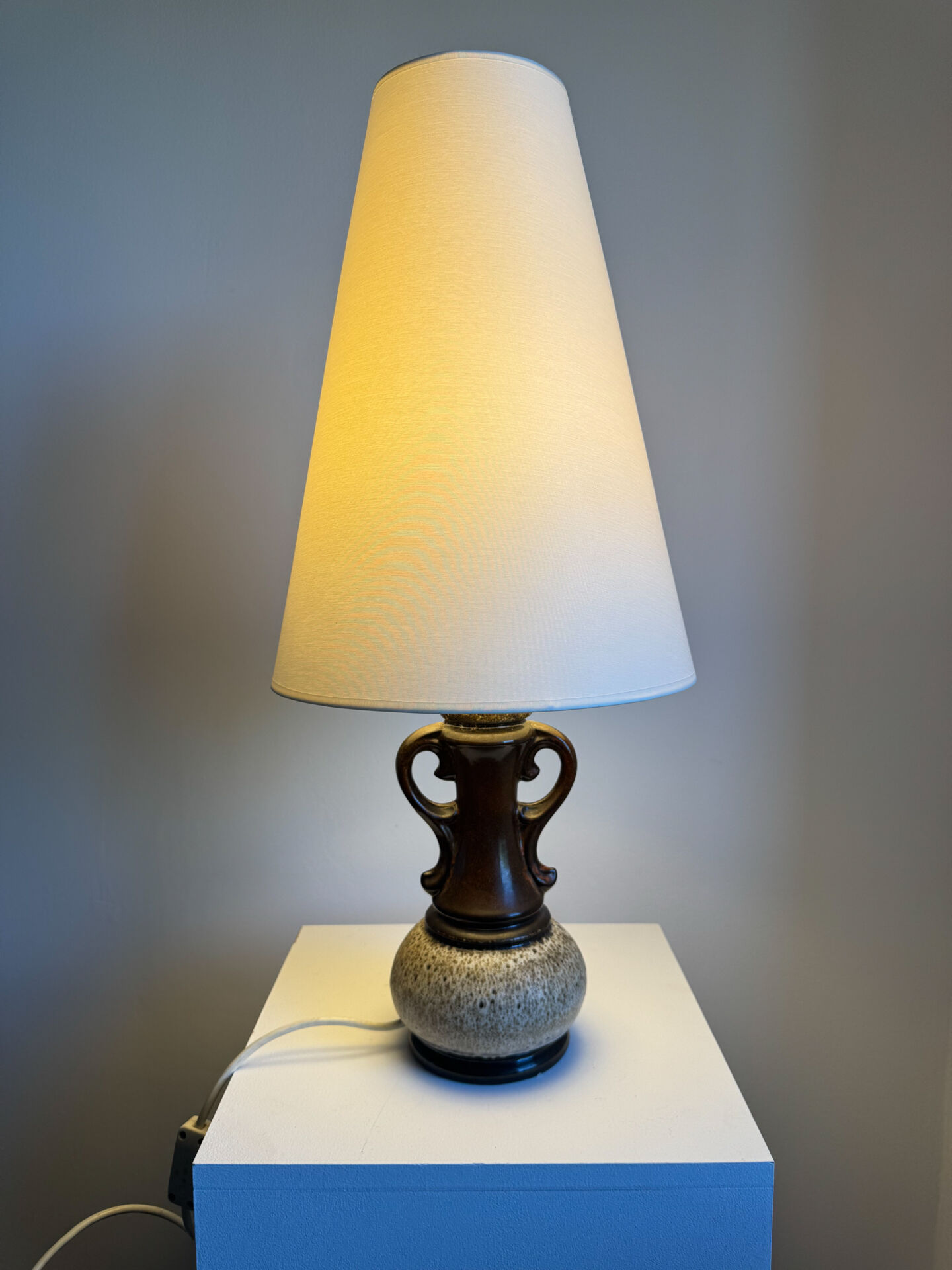 Vintage Mid Century Modern German Handmade Fat Lava Ceramic Table Lamp
