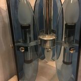 Lustre et applique en verre bleu