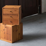 Set of 2 pine cube cabinets in the style of ate van apeldoorn, dutch design, 1960’s