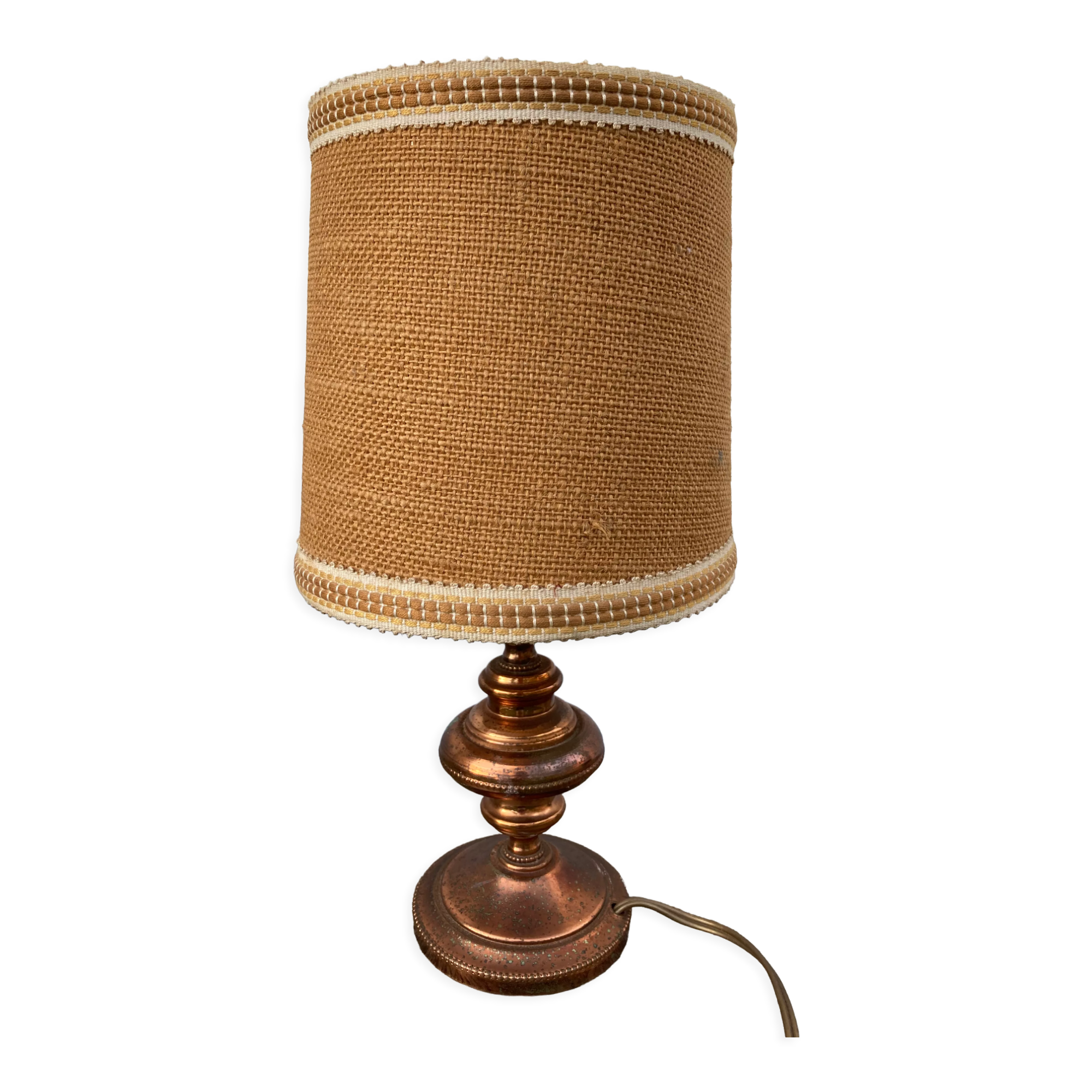 Copper lamp and fabric lampshade from the 70s